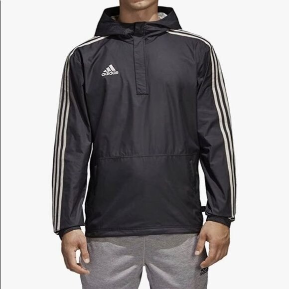 Adidas Men Tango Windbreaker Hood Jacket Black White Hooded Large - Picture 1 of 7